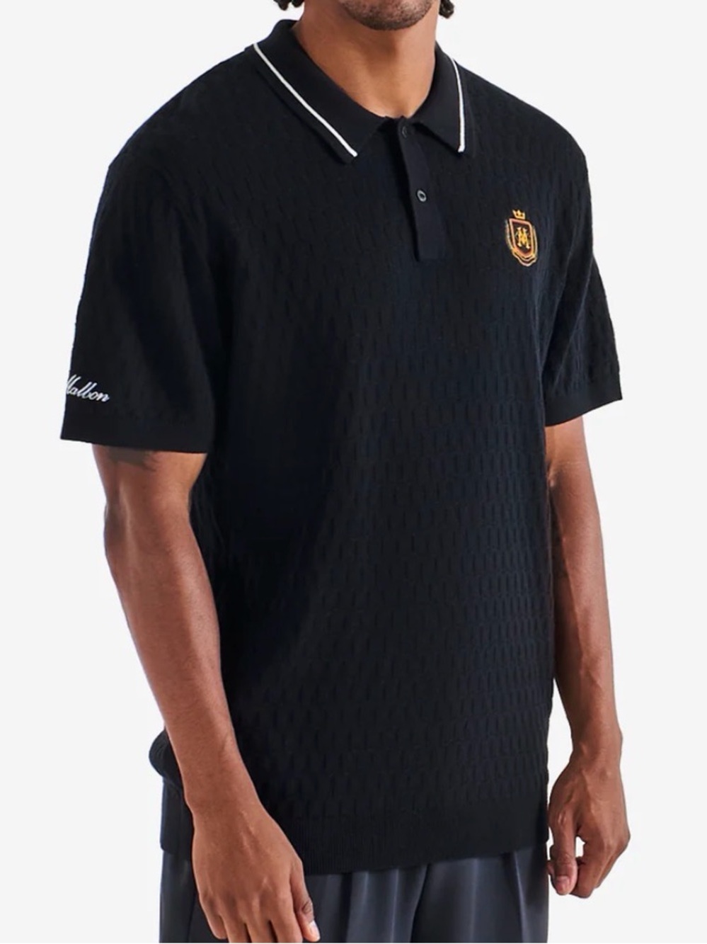 Malbon crest knit polo men’s XL in black